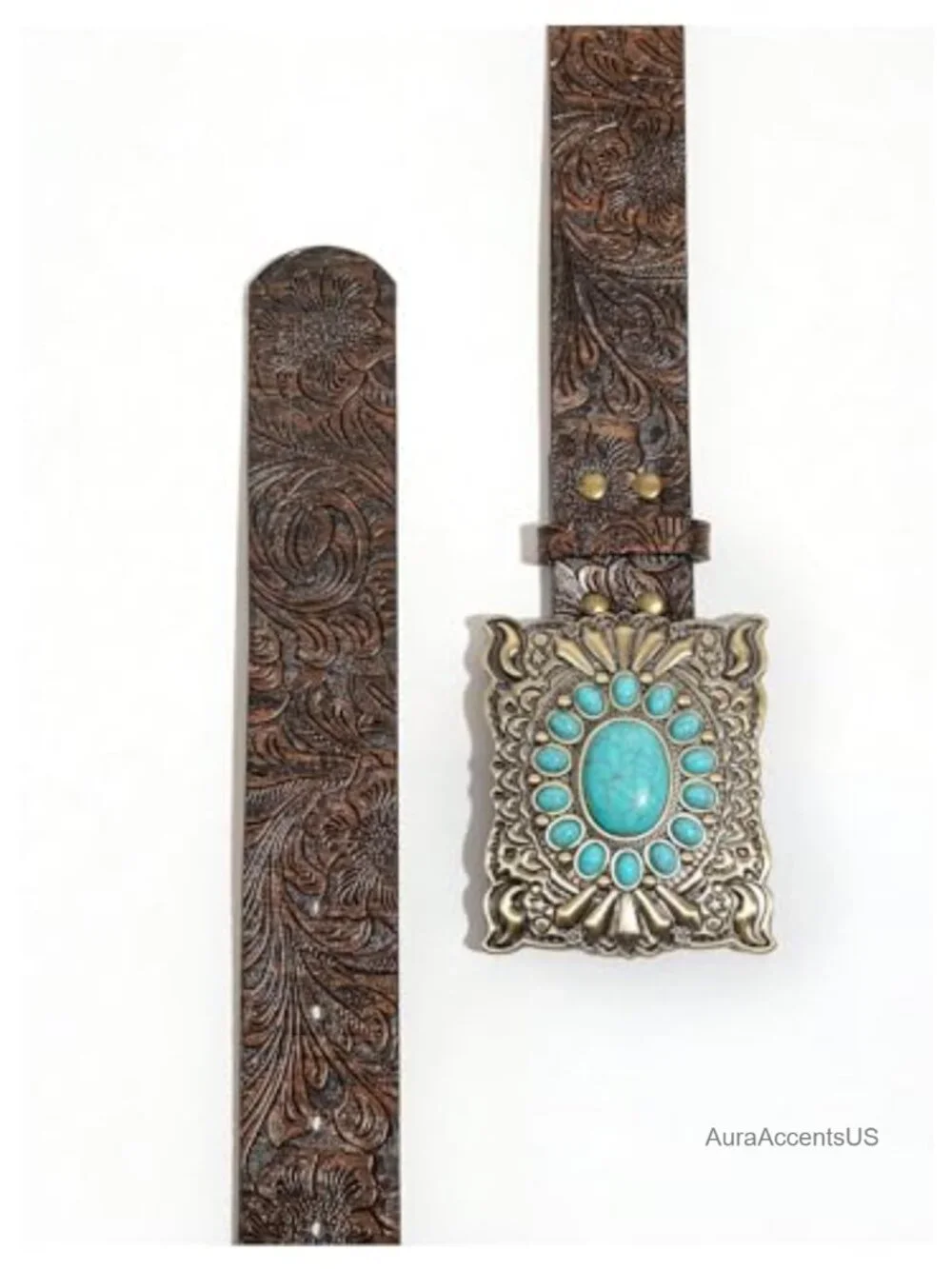Turquoise Concho Cowgirl Belt - Bohemian Leather - Festival Ready